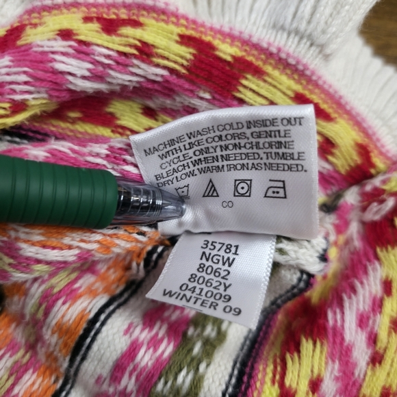 Hanna Andersson Girls Sweater Cardigan Size 100 | Colorful Fair Isle Stripe Knit - Picture 6 of 6